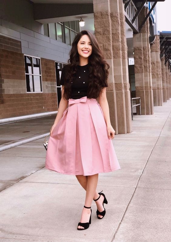 carnation pink skirt