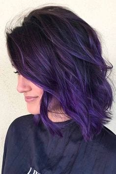 Purple Hair color streaks