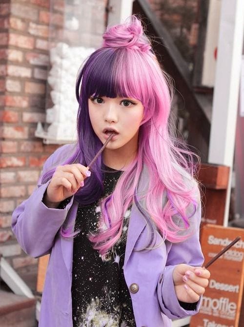 Purple shade Korean hairstyle