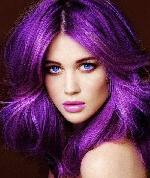 Purple shade Hairstyle for girls with blue eyes