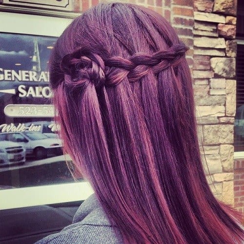 Waterfall Purple Braid Hairstyle