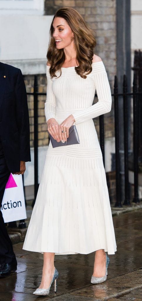 Kate in white with statement shoes