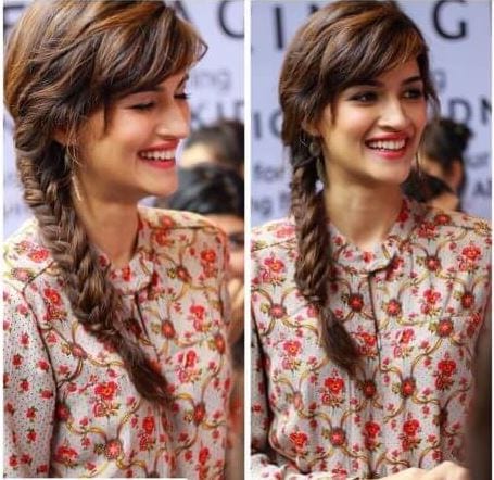 french braid hairstyle of kriti