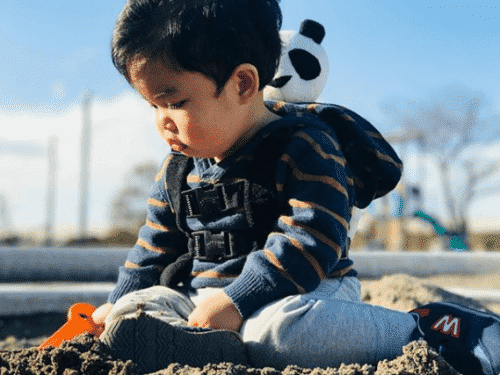 Japanese babies at beach