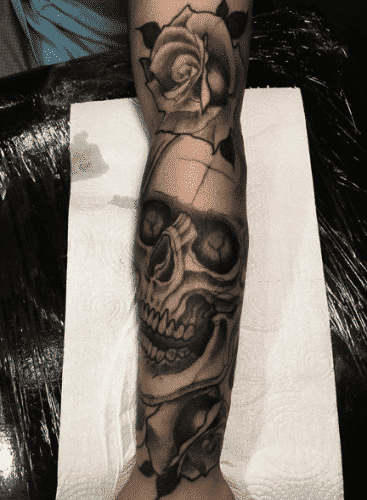 skull rose tattoo