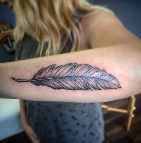 feather tattoo for skinny girls