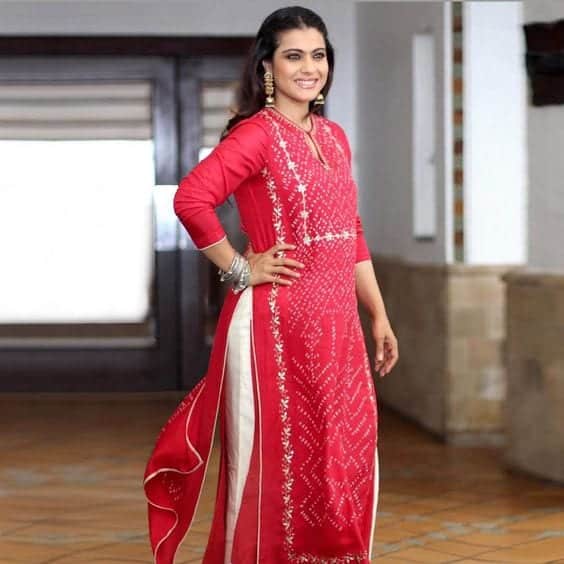 Kajol wearing Traditional bandhani print shirt