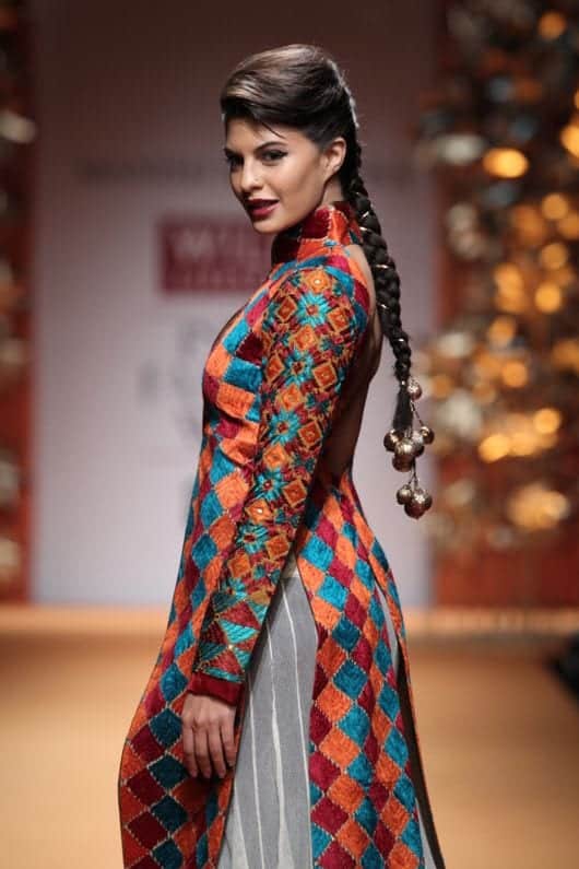 Jacqueline Fernandez wearing punjabi phulkari dress