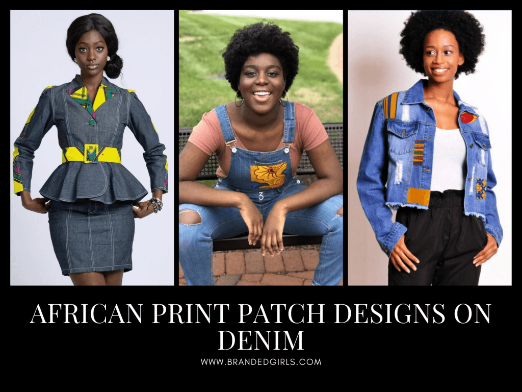 cute african print patch designs on denim