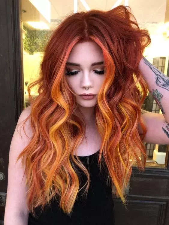 Red Orange Ombre Hair